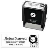 Cute Cartoon Lion Return Address Permastempel (Beispiel)
