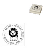 Cute Cartoon Lion Round Address Gummistempel (Stempel)