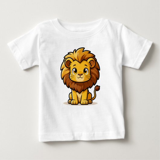 Cute Cartoon Lion with Big Mane Baby T-shirt (Vorderseite)