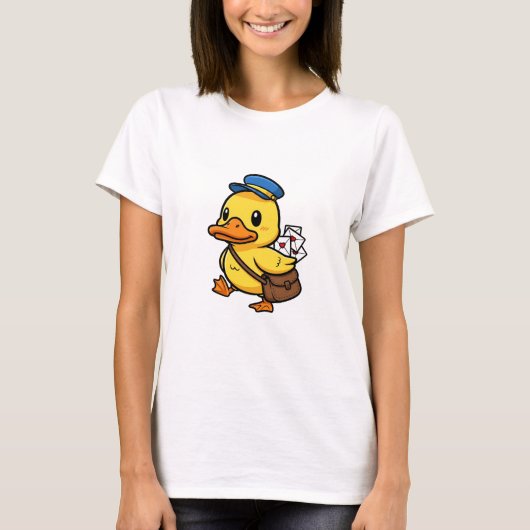 Cute Cartoon Mailman Duck Delivering Love Letters T-Shirt (Vorderseite)