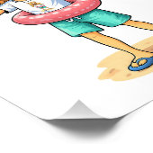 Cute Cartoon Man with Giant Teddy Bear Summer Fun Fotodruck (Ecke)