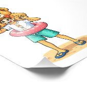 Cute Cartoon Man with Giant Teddy Bear Summer Fun Fotodruck (Ecke)