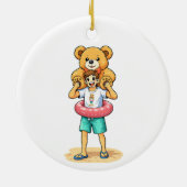Cute Cartoon Man with Giant Teddy Bear Summer Fun Keramik Ornament (Hinten)