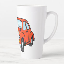 Cute Cartoon Mechanic with Red Car Illustration Milchtasse
