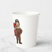 Cute Cartoon Mechanic with Red Car Illustration Pappbecher (Links)