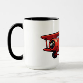 Cute Cartoon Mechanic with Red Car Illustration Tasse