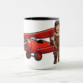 Cute Cartoon Mechanic with Red Car Illustration Tasse (Zentrum)