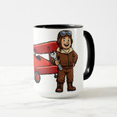 Cute Cartoon Mechanic with Red Car Illustration Tasse (VorderseiteRechts)