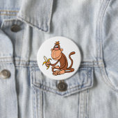 Cute Cartoon Monkey with Banana Funny Animal Button (Beispiel)