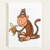 Cute Cartoon Monkey with Banana Funny Animal Planer (Vorderseite)