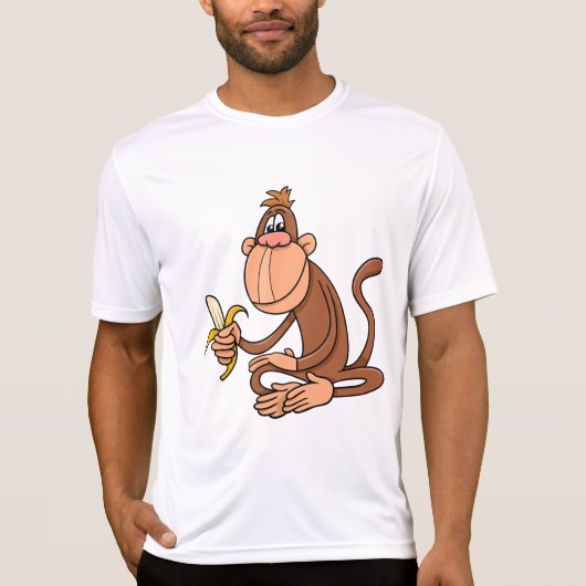 Cute Cartoon Monkey with Banana Funny Animal T-Shirt (Vorderseite)