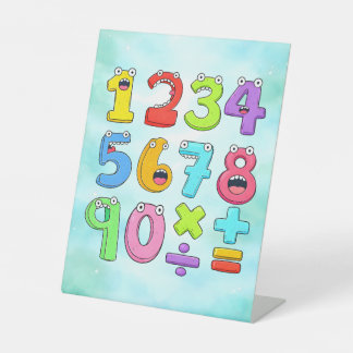 Cute Cartoon Numbers Maths Desk Art for Kids Sockelschild