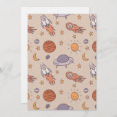 Cute Cartoon Outer Space Seamless Pattern Design Einladung (Vorne/Hinten)