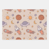 Cute Cartoon Outer Space Seamless Pattern Design Geschenkpapier Set (Vorderseite 2)