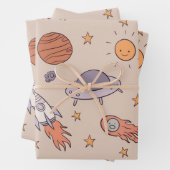 Cute Cartoon Outer Space Seamless Pattern Design Geschenkpapier Set (Beispiel)