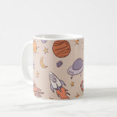 Cute Cartoon Outer Space Seamless Pattern Design Kaffeetasse (Vorderseite Links)