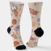 Cute Cartoon Outer Space Seamless Pattern Design Socken (Gewinkelt)