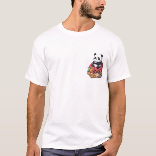 Cute Cartoon Panda Gamer Playing on Beanbag T-Shirt (Vorderseite)