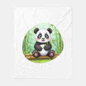 Cute Cartoon Panda on Bamboo Patch Fleecedecke (Vorderseite)