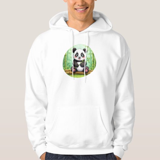 Cute Cartoon Panda on Bamboo Patch Hoodie (Vorderseite)