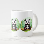Cute Cartoon Panda on Bamboo Patch Jumbo-Tasse (Vorderseite Rechts)