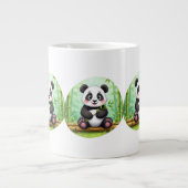 Cute Cartoon Panda on Bamboo Patch Jumbo-Tasse (Vorderseite)