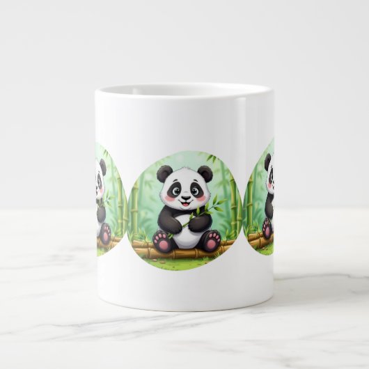 Cute Cartoon Panda on Bamboo Patch Jumbo-Tasse (Vorderseite)