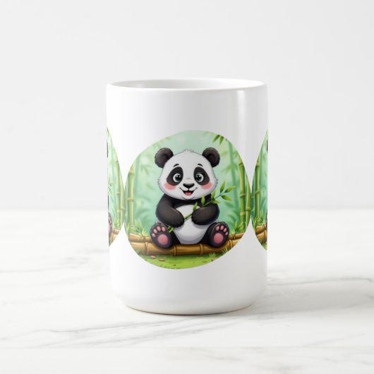 Cute Cartoon Panda on Bamboo Patch Kaffeetasse (Mittel)