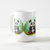 Cute Cartoon Panda on Bamboo Patch Kaffeetasse (Vorderseite Links)