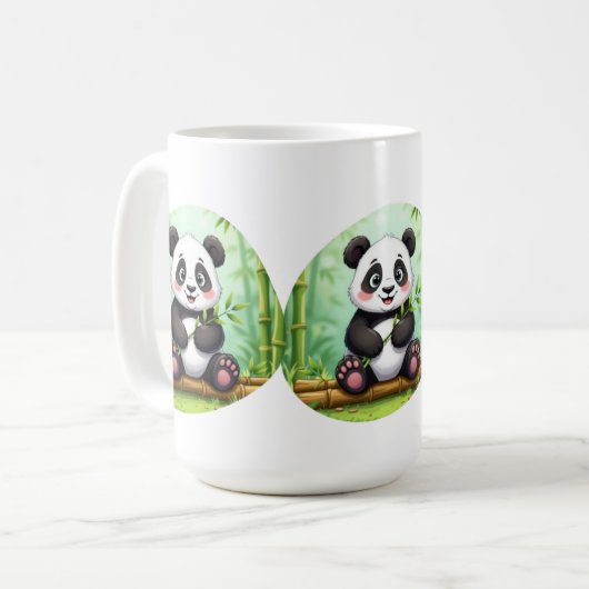 Cute Cartoon Panda on Bamboo Patch Kaffeetasse (Vorderseite Links)