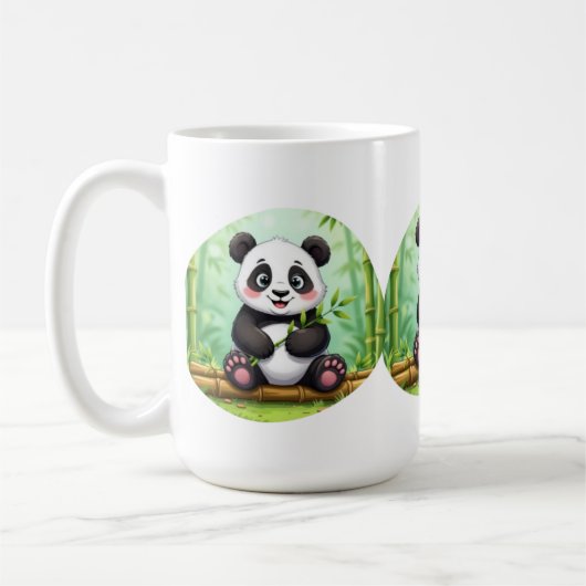 Cute Cartoon Panda on Bamboo Patch Kaffeetasse (Links)