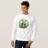 Cute Cartoon Panda on Bamboo Patch Sweatshirt (Vorne ganz)