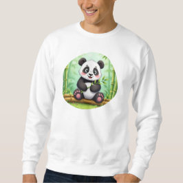 Cute Cartoon Panda on Bamboo Patch Sweatshirt