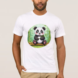 Cute Cartoon Panda on Bamboo Patch T-Shirt