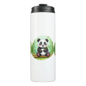 Cute Cartoon Panda on Bamboo Patch Thermosbecher (Vorderseite)