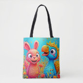 Cute Cartoon Parrot Bunny Art Tasche (Vorderseite)
