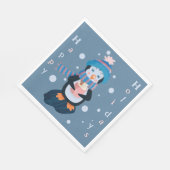 Cute Cartoon Penguin Blue Holidays Paper Napkin Serviette (Ecke)