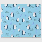 Cute Cartoon Penguin Merry Christmas Geschenkpapier (Flach)