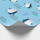 Cute Cartoon Penguin Merry Christmas Geschenkpapier (Ecke)