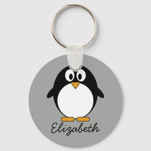 Cute cartoon penguin with gray background schlüsselanhänger