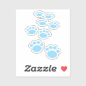Cute Cartoon Pet Paw Trail Baby Blue Aufkleber (Blatt)