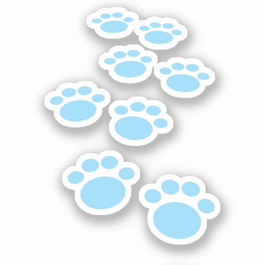 Cute Cartoon Pet Paw Trail Baby Blue Aufkleber (Vorderseite)