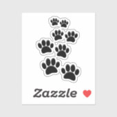 Cute Cartoon Pet Paw Trail Black Aufkleber (Blatt)