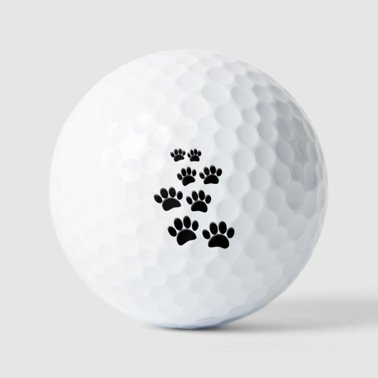 Cute Cartoon Pet Paw Trail Blck Golfball (Vorderseite)