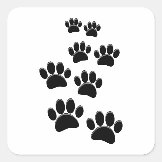 Cute Cartoon Pet Paw Trail Blck Quadratischer Aufkleber (Vorderseite)
