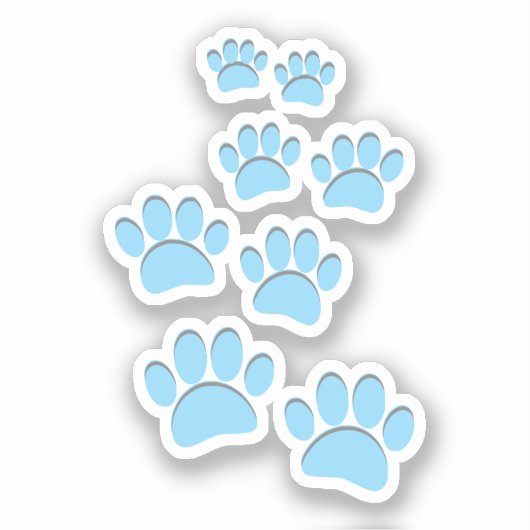 Cute Cartoon Pet Paw Trail Blue Aufkleber (Vorderseite)