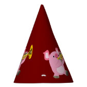 Cute Cartoon Pig Playing Trumpet Party Hat Partyhütchen (Rechts)