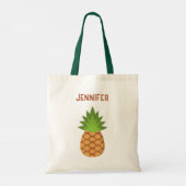 Cute Cartoon Pineapple Tote with Name Tragetasche (Rückseite)