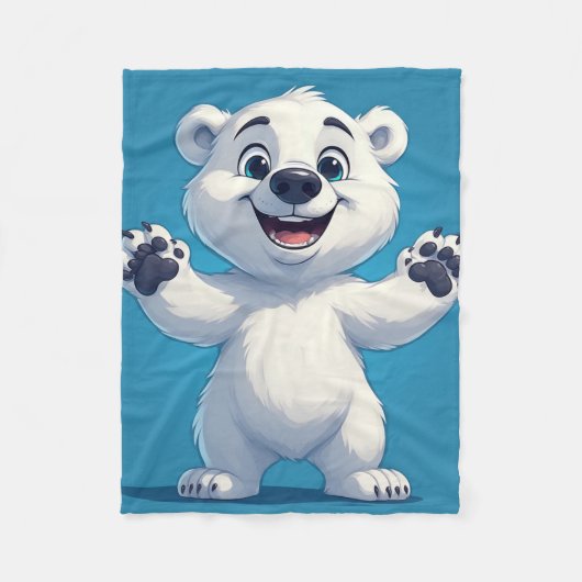 Cute Cartoon Polar Bear Character  Fleecedecke (Vorderseite)