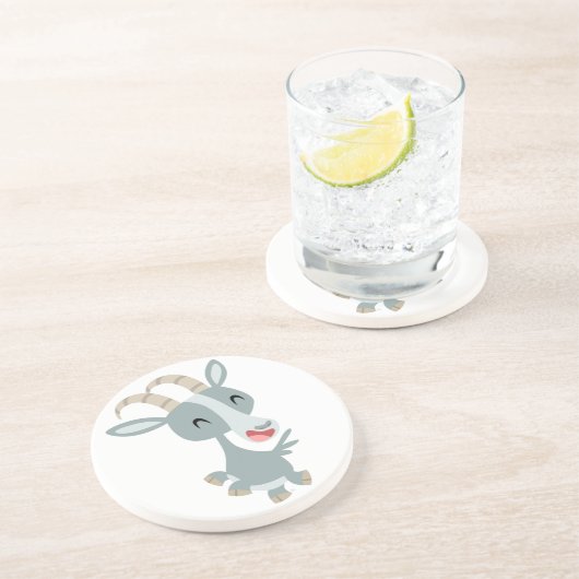 Cute Cartoon Prancing Goat Coaster Untersetzer (Seite)